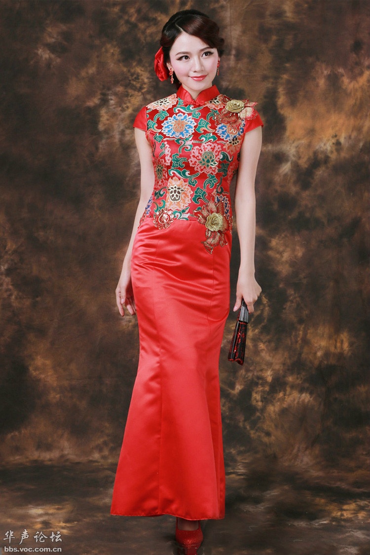 中国古典旗袍美女气质美女新娘妆摄影图片
