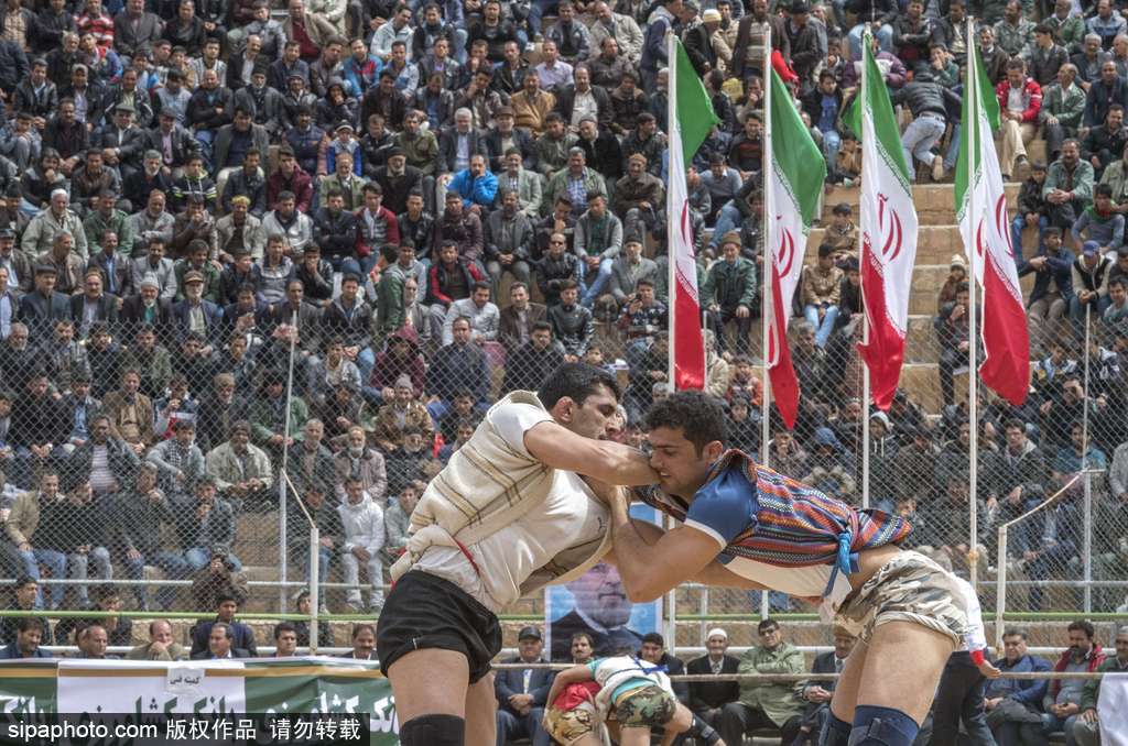 伊朗摔跤赛勇士贴身肉搏 竞争激烈夺人眼球(2) 第2页