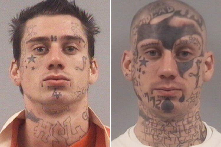 美国男子九次入狱,每次脸上的纹身都不同,第九次纹身遍布了全脸